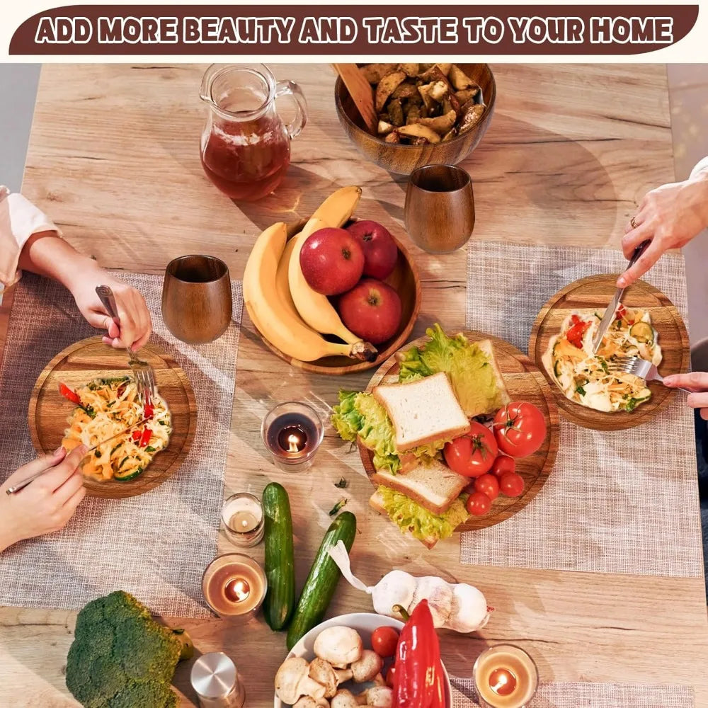 Dinnerware Set: 16-Piece Acacia Wood