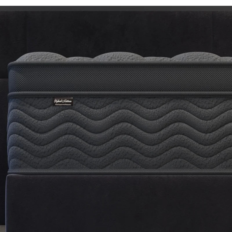12 Inch King Mattress, Memory Foam Hybrid King Size Mattress in a Box, Pocket Springs for Pressure Relief, Medium Firm, Fiberg