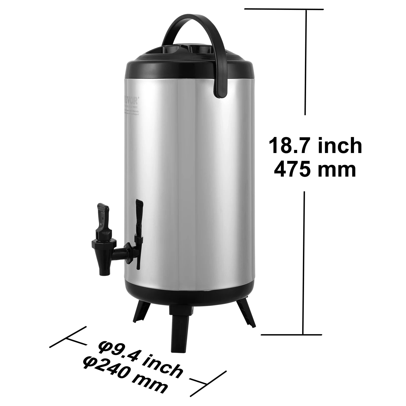 Beverage Dispenser, 2 Gal Stainless Steel Insulated Hot&Cold