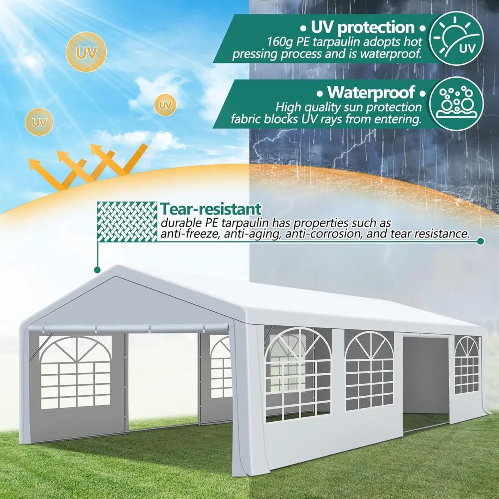 20' x 30' Canopy Party Tent & Carport - Heavy Duty Outdoor Wedding Gazebo with 4 Sand Bags, Event Shelter Canopy for Outdoor Eve